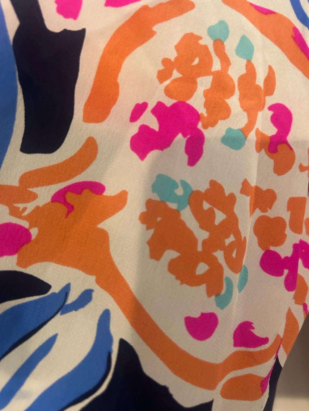 Lilly Pulitzer Navy Elsa Blouse with Pink and Orange Accents - Picture 3 of 4